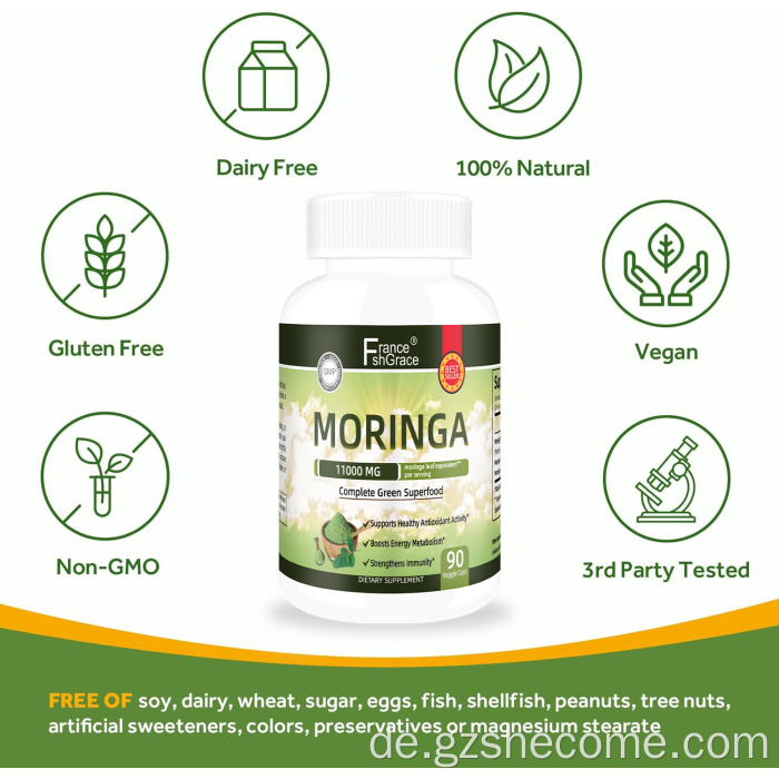 Shecome Moringa-Kapseln, Energie, Antioxidans, Immununterstützung